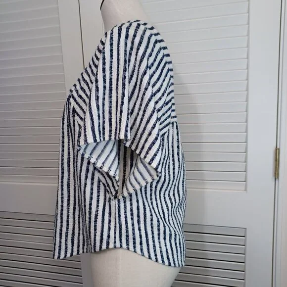 Madewell Butterfly‎ Top Womens Sz Small Isley Stripe Black White Square Neck - Picture 7 of 13